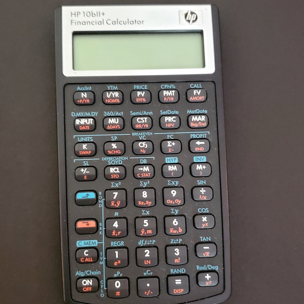HP 10bII+ Financial Calculator with Hermit Shell case and sleeve